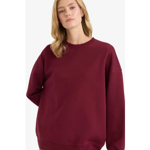 Oversize Geniş Kalıp Bisiklet Yaka Basic Düz Kalın Sweatshirt F9628AX25AU
