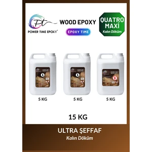 Power Time Epoxy Wood Epoxy Quatro Maxi/ Kalın Döküm Ultra Şeffaf ve Parlak Epoksi Reçine Sehpa, Masa Için (Yeni)