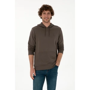 U.S. Polo Assn. Erkek Regular Fit Kapüşonlu Vizon Basic Sweatshirt 50313720-VR052