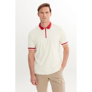 Altınyıldız Classics Erkek Ekru Bordo Regular Fit Rahat Kesim Polo Yaka %100 Pamuk Tişört