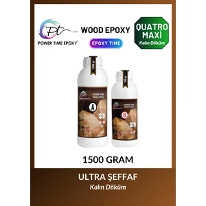 Power Time Epoxy Wood Epoxy Quatro Maxi/ Kalın Döküm Şeffaf Epoksi Reçine Sehpa, Masa Için (Yeni)