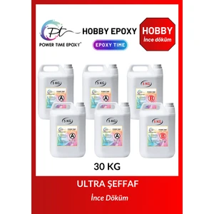 Power Time Epoxy 30 kg Power Time Epoxy Hobby Epoxy/ Ultra Şeffaf ve Parlak Epoksi Reçine Ince Döküm Hobi Epoksi