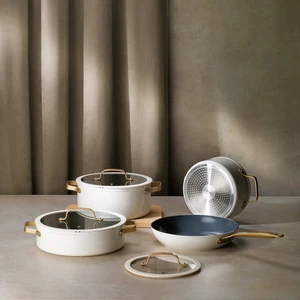 Sapphire Seramik Tencere Seti 7 Parça-Beyaz/gold