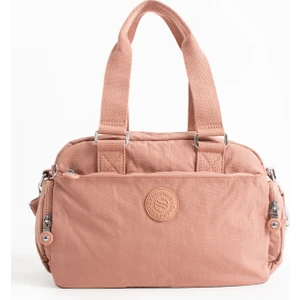 Unisex Krinkıl Kumaş Pembe Renkli Omuz ve Çapraz Askılı Çanta