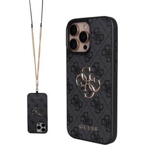 iPhone 16 Pro Max Uyumlu Kılıf Guess Lisanslı 4g Büyük Metal Logolu Askılı Kapak Siyah