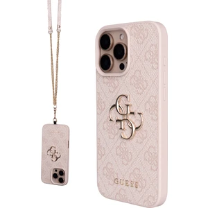 iPhone 16 Pro Max Uyumlu Kılıf Guess Lisanslı 4g Büyük Metal Logolu Askılı Kapak Pembe