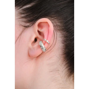 Gümüş Renk 2’li Yıldız Zirkon Taşlı Earcuff Seti