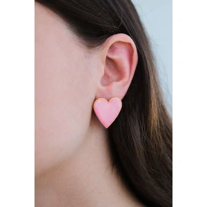 Altın Kaplama Pembe Mineli Kalp Küpe