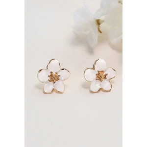 Altın Kaplama Beyaz Sakura Çiçeği Küpe