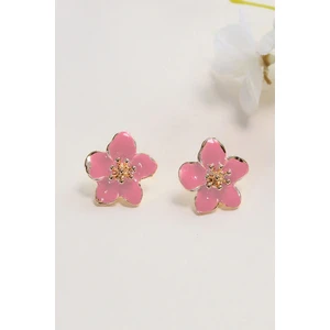 Altın Kaplama Pembe Sakura Çiçeği Küpe