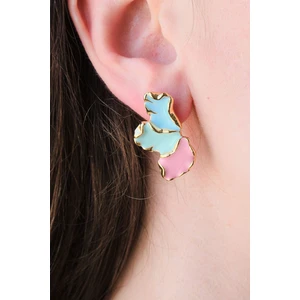 Renkli Mineli Yaprak Küpe