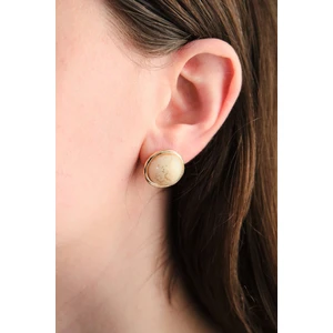 Vintage Taşlı Yuvarlak Küpe