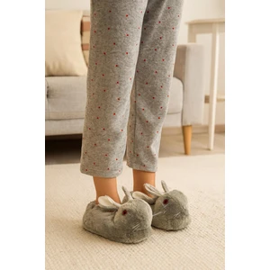 Kadın Hayvanlı Kışlık Peluş Tavşan Panduf Ev Terliği