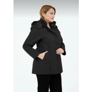 Okşan Büyük Beden Kadın Içi Tüylü Kapitone Mont