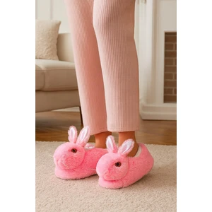 Kadın Hayvanlı Kışlık Peluş Tavşan Panduf Ev Terliği