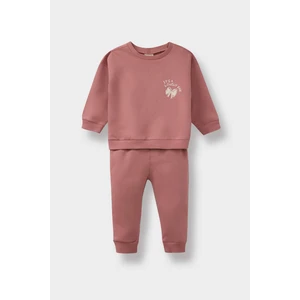 Kız Bebek 2'li Takım Baskılı Sweatshirt Eşofman Altı