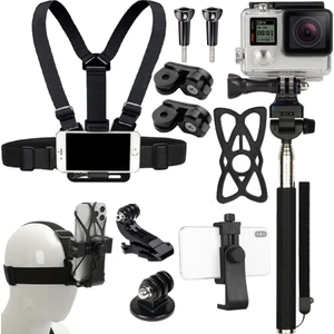 Coverzone Aksiyon Kamera ve Telefon Tutucu Boyun Askısı Gezi Seyahat ve Sürüşlerde Kullanmak için Boyundan Kayıt Aparatı Cep Telefonu Boyun Tutucu Göğüs ve Kafa Bandı SER-12X