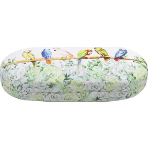 Beyaz Kuş Desenli Sert Gözlük Kabı