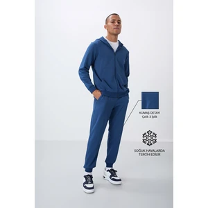 Tommy Life Parlament Kompakt Pamuklu Kalın Pürüzsüz Dokulu Kapüşonlu Comfort Fit Erkek Eşofman Takım - 85262