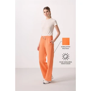 Oranj Keten Geniş Paça Rahat Form Kadın Palazzo Pantolon - 94675