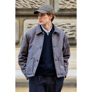 Erkek Süet Kapitoneli Mont Ceket Antrasit