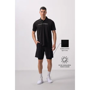 Siyah İnce Yumuşak Standart Fit Erkek Taytlı Şort - 81287