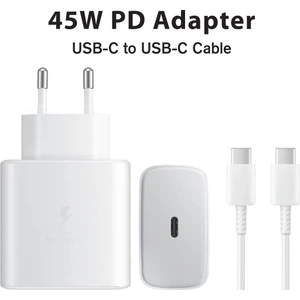 Samsung Galaxy S25 Ultra S25+ Plus S25 Fe 5g Uyumlu Kablolu Set 45W Turbo Hızlı Şarj Aleti Cihazı Type-C
