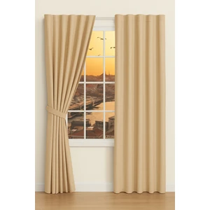 Bej Termal Işık Geçirmez Blackout Karartma Saten Perde