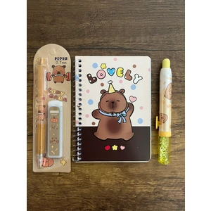 Capybara Kırtasiye Seti Not Defteri Silgi Uçlu Kalem ve 1 Kutu Uç Kapibara Okul Set