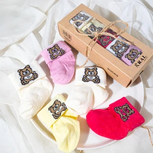 Kız Bebek Çorap Seti 5 Çift Patik Çorap – Ayıcık Desenli – Kutulu – Pamuk