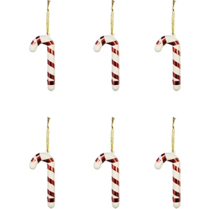 Yılbaşı Süsü 6'lı Mini Baston Kırmızı Beyaz 8 cm