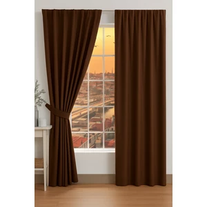 Kahverengi Termal Işık Geçirmez Blackout Karartma Saten Perde
