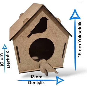 Ahşap Kuş Evi Yuvası Boyama, 10X13X15 Cm, Eğlenceli ve Yaratıcı Etkinlik Için