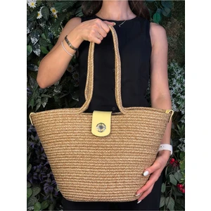 Sardinia Kapaklı Handmade Hasır Tote Plaj ve Günlük Çanta Yazın Modası
