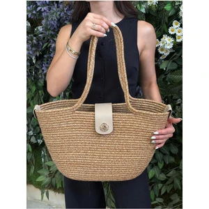 Sardinia Kapaklı Handmade Hasır Tote Plaj ve Günlük Çanta Yazın Modası