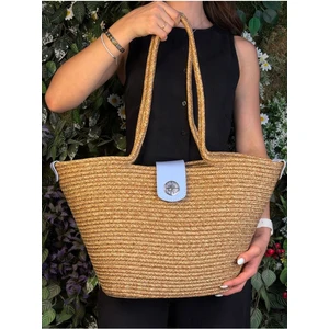 Sardinia Kapaklı Handmade Hasır Tote Plaj ve Günlük Çanta Yazın Modası