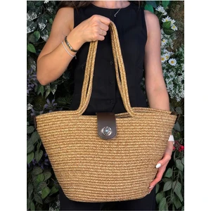Sardinia Kapaklı Handmade Hasır Tote Plaj ve Günlük Çanta Yazın Modası