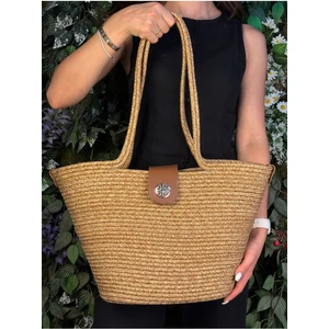 Sardinia Kapaklı Handmade Hasır Tote Plaj ve Günlük Çanta Yazın Modası