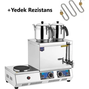 K31 30 Model Çift Demlikli Elektrikli Çay Kazanı 23 Lt + Yedek Rezistans