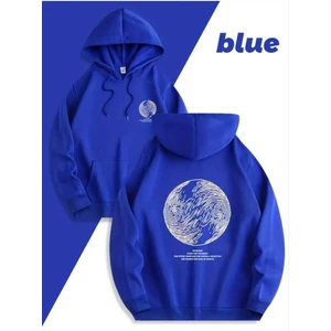 Lazarus Arka Göğüs Baskılı Kapüşonlu Cepli Pamuklu Saks Sweatshirt
