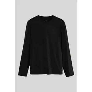 Tommy Life Siyah Standart Fit Basic O Yaka Uzun Kollu İnce Erkek T-Shirt - 87997