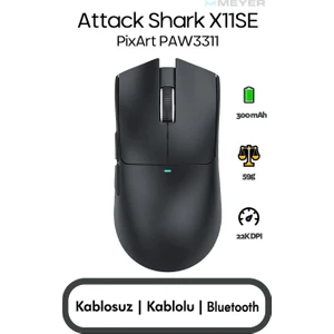 Attack Shark X11SE 22000 Dpı PAW3311 Kablosuz Oyuncu Faresi