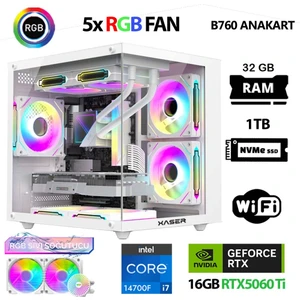 Cube X240 I7 14700F 32GB Ddr5 Ram 1tb M.2 Nvme SSD 16GB RTX5060 Ti Sıvı Soğutmalı Masaüstü Oyuncu Bilgisayarı