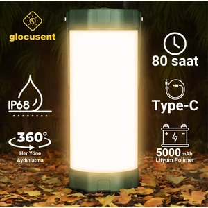 Kamp Feneri Lambası 120 Saat Şarjlı Kullanım, IP68 Su Geçirmez, Kamp, Deprem Çantası Feneri ve Afet