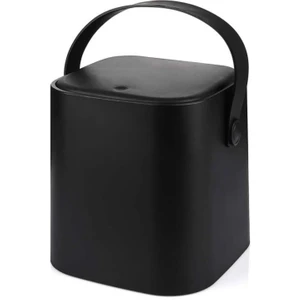 Click Kapaklı Tutma Saplı Iç Kovalı Tezgah Üst Mutfak Çöp Kovası 4 Lt Yedek Clipsli - Siyah