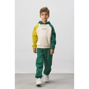 Baskılı Renk Bloklu Erkek Çocuk Alt Üst Eşofman Takımı