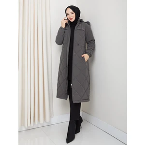 Kadın Büyük Beden Elyaf Dolgulu Spor Kapitone Nova Kumaş Mont 0198