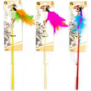 Zilli Tüylü Kedi Oltası Oyuncağı Karışık Renk 70 cm