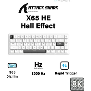 Attack Shark X65 He Hall Effect Rapid Trigger Mekanik Klavye [8k Manyetik Switch]