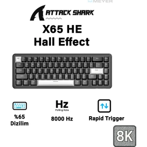 Attack Shark X65 He Hall Effect Rapid Trigger Mekanik Klavye [8k Manyetik Switch]